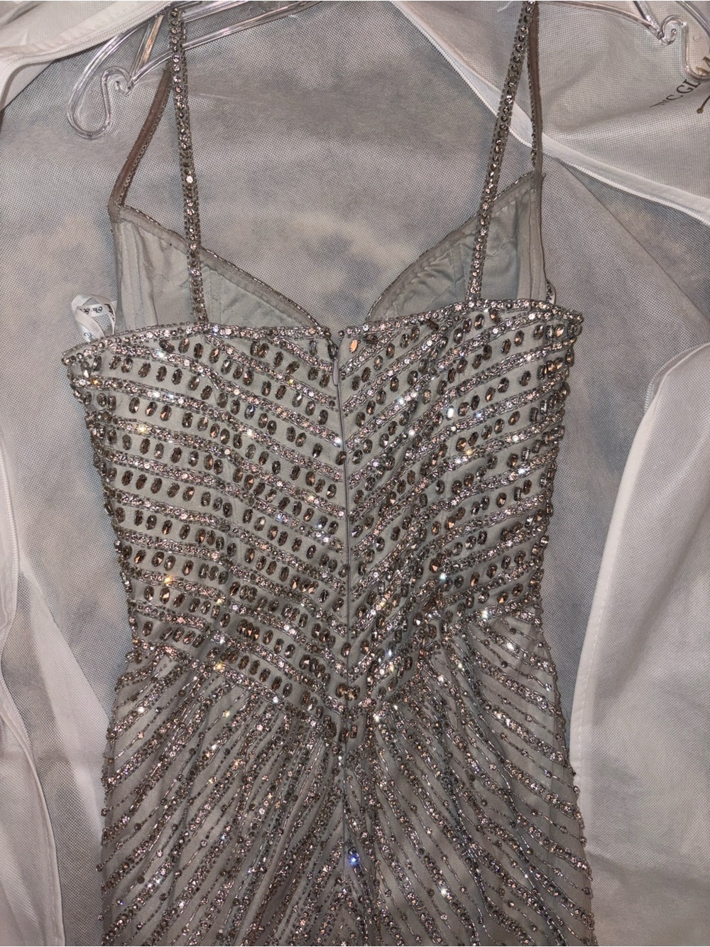 Chic and Holland. Sparkling Silver Beaded Spaghetti Strap Dress - Picture 10 of 13